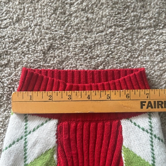 Festive Argyle Dog Sweater - Red, Green, White - Picture 5 of 7